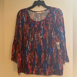 Choices Red and Blue Abstract Women's Blouse